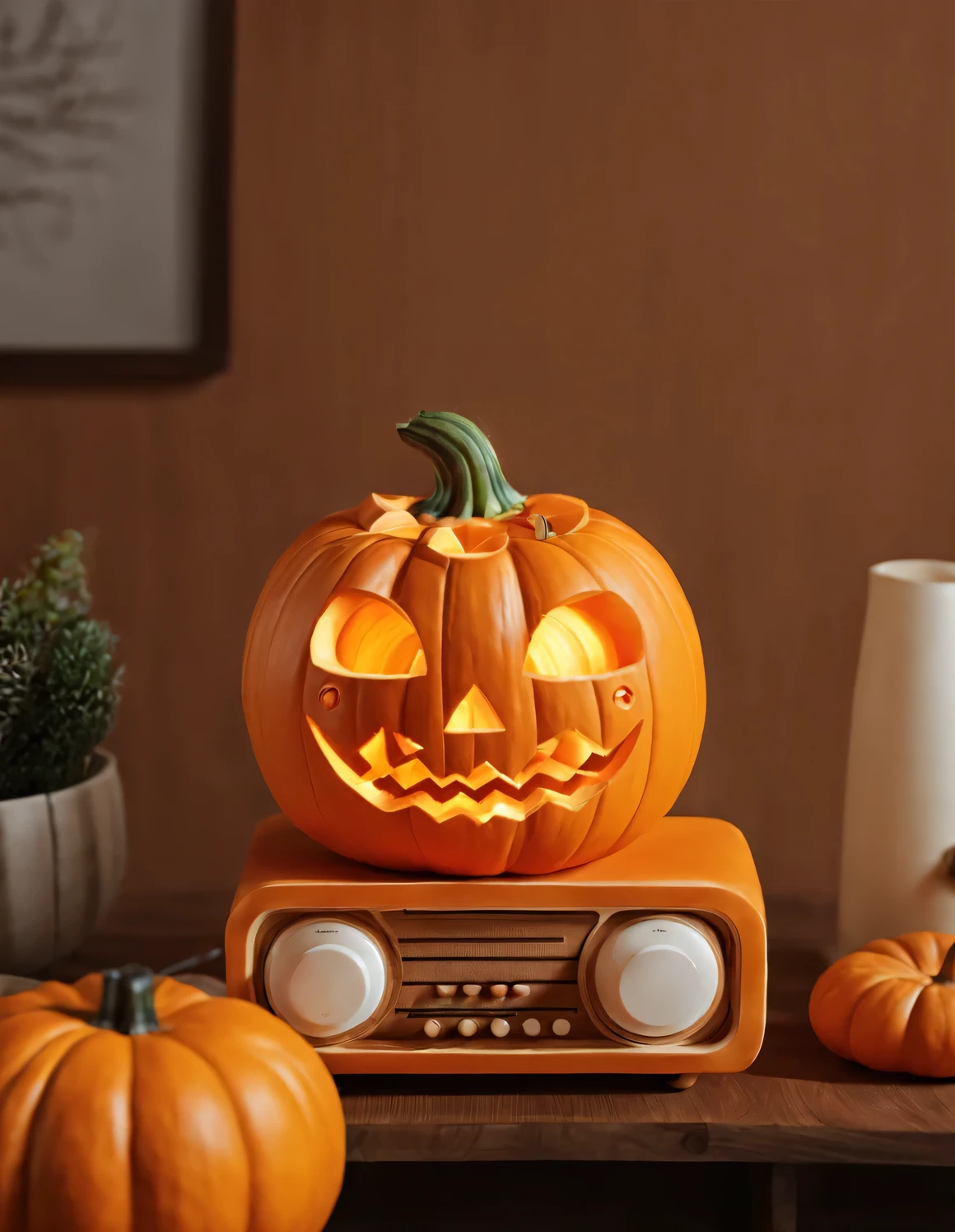 Pumpkin three-dimensional carving cute radio