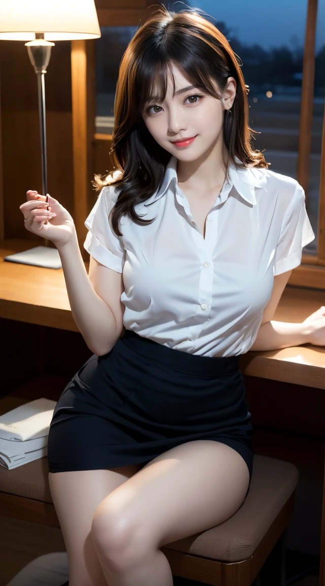 オフィスレディ、OL、sexy,formal,bank,vivid corol shorts,high heel,(((乳首ポチ、乳首のふくらみ)))、(((full body,including legs)))、Dressed up、(Photo real:1.4)、(A hyper-realistic:1.4)、(Photorealistic:1.3)、 (gentle lighting: 1.05)、(Improve the lighting quality of your video:0.9)、32 k、 1Girl、20 years old girl、photorealistic lighting、Back lighting、Facial Lights、Ray Trace、(bright:1.2)、(Increase quality:1.4)、 (best quality real texture skin)、Fair eyes,Delicate and delicate face、 (tired and sleepy and satisfied : 0.0), Close-up of the face, blue shirt,very tight shirt ,transparent small nipples,perfect nipples,mini skirt , (Bodyline mood improvement:1.1)、Glossy skin、wavy hair,pornostar、韓国アイドル、乃木坂アイドル、Sculptural Idol Pose、little smile,blush,Beautiful actress、Neat woman,whole body, and spread the legs apart, big breasts,(perfect row of teeth),slender waist and hip,beautiful long legs,on the night pool ,(full shot)、((8heads tall)、(((誘惑している、恥ずかしい)))、random dynamic pose,(eye shadow),(((red cheek))),(red lips),Super Clean Night View、night time、blush,little smile,(((full shot)))、a little open the legs apart、sitting down on the desk,(((in the luxury night office)))