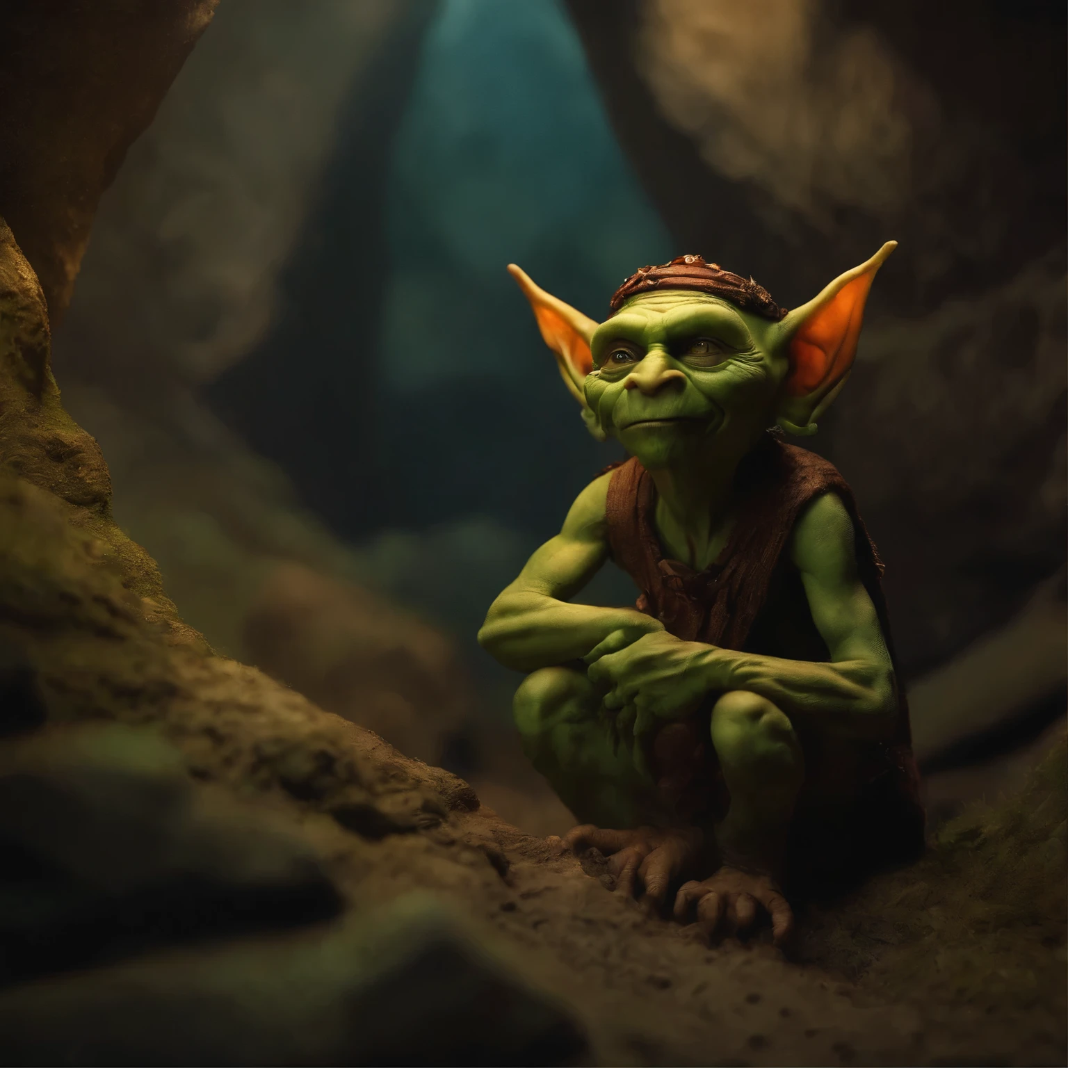 In the cave，Small male goblins, goblin in the form of an ancient man, австралопитеки