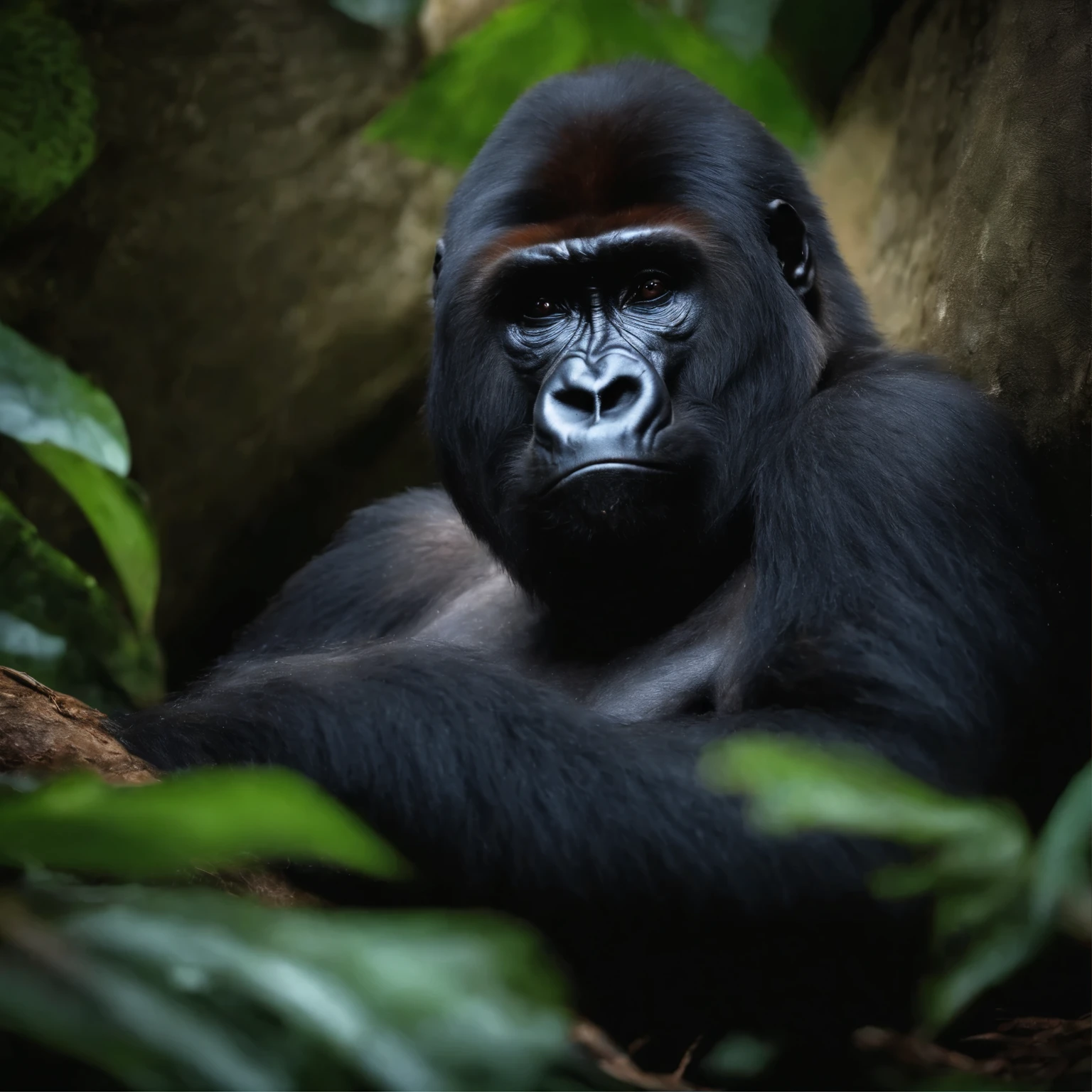In the cave,Small male gorilla