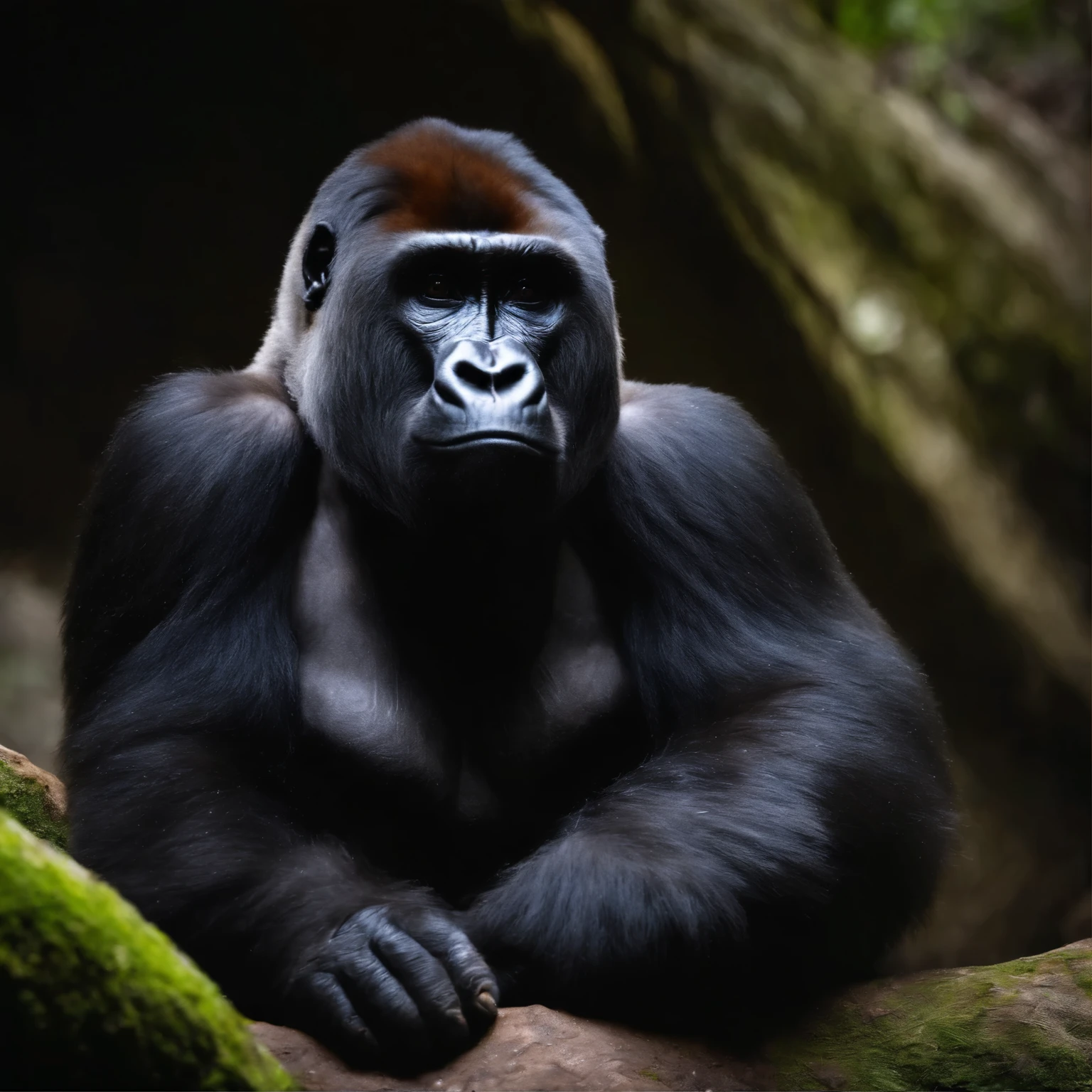 In the cave，Small male gorilla
