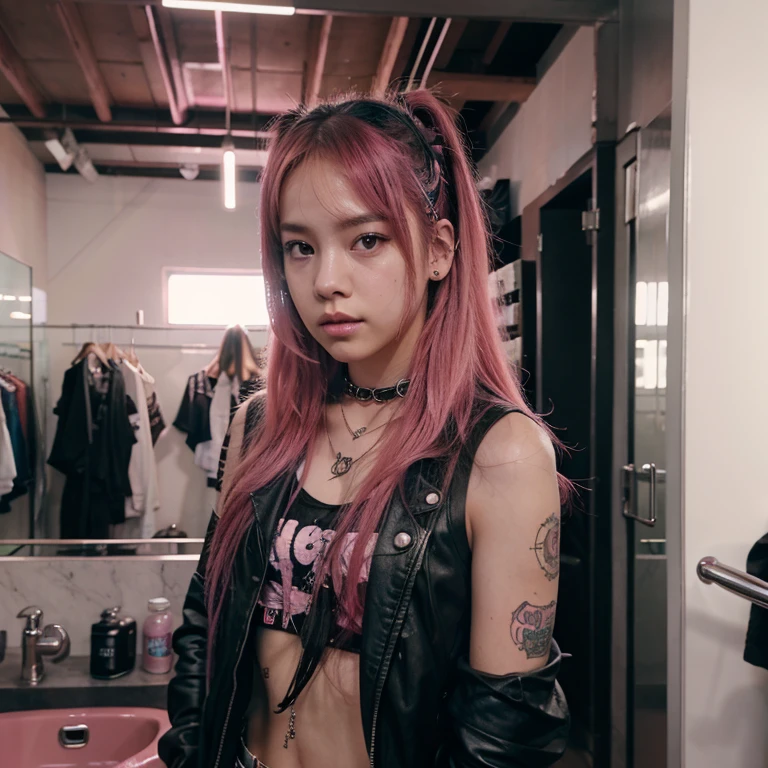 Rosè from blackpink as a punk girl who never bathes