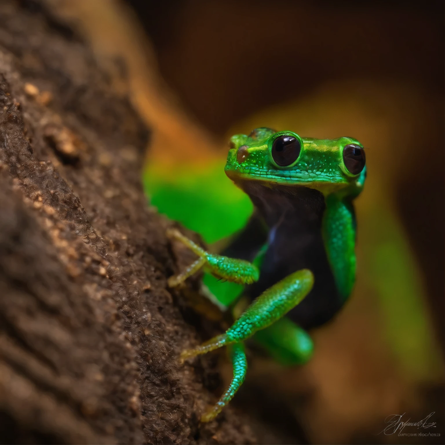 In the cave，Small male Hylobatidae,  Hominidae, Ponginae, 