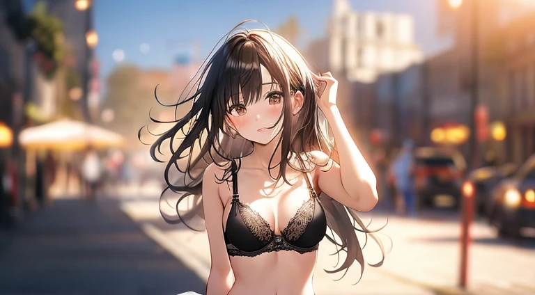 (((blurry background))), roaming, bra, panties, thong,