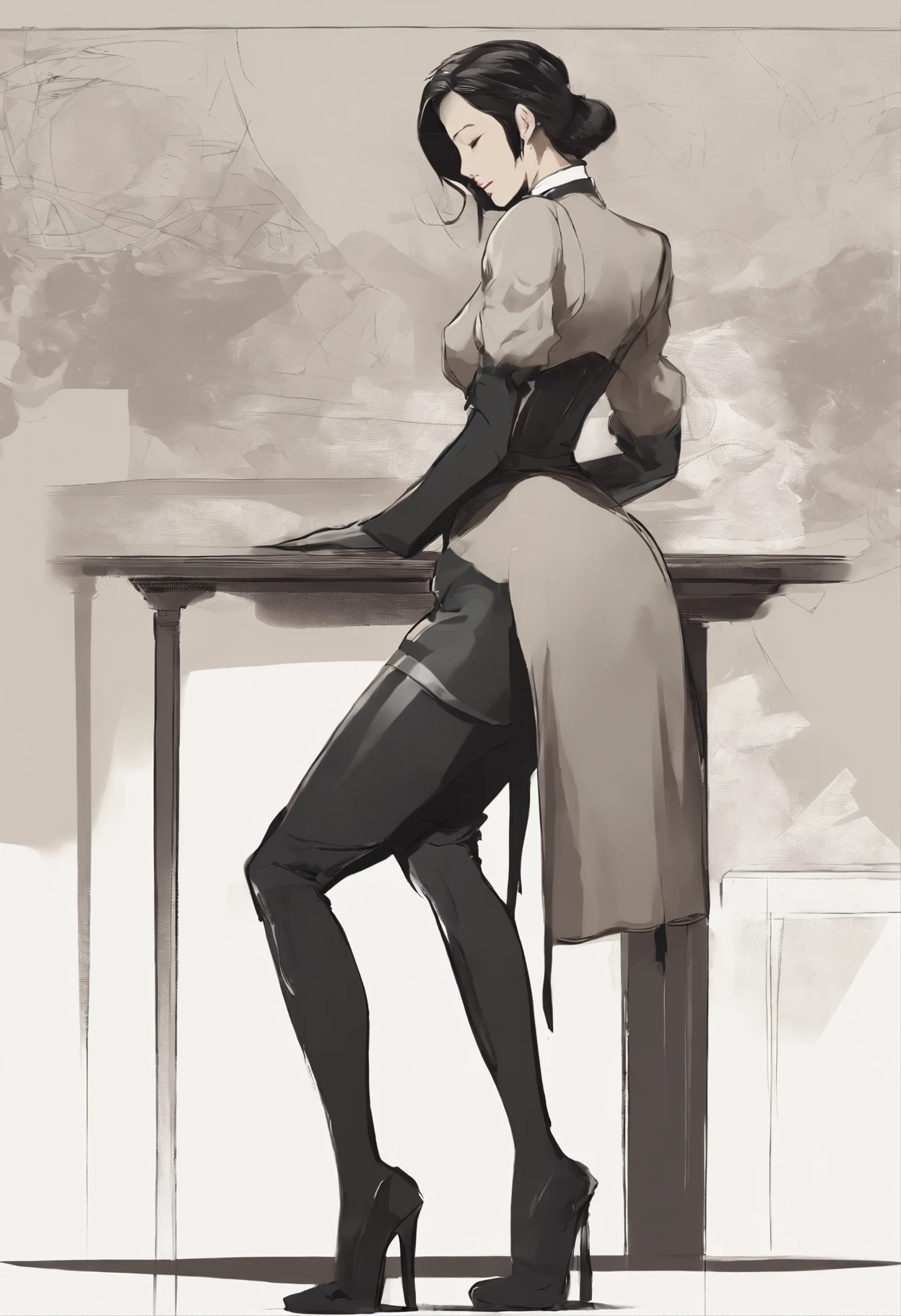 (work of art),anime girl, sitting on a chair, with an aura of superiority and bloodthirsty looks, in a dominatrix outfit.