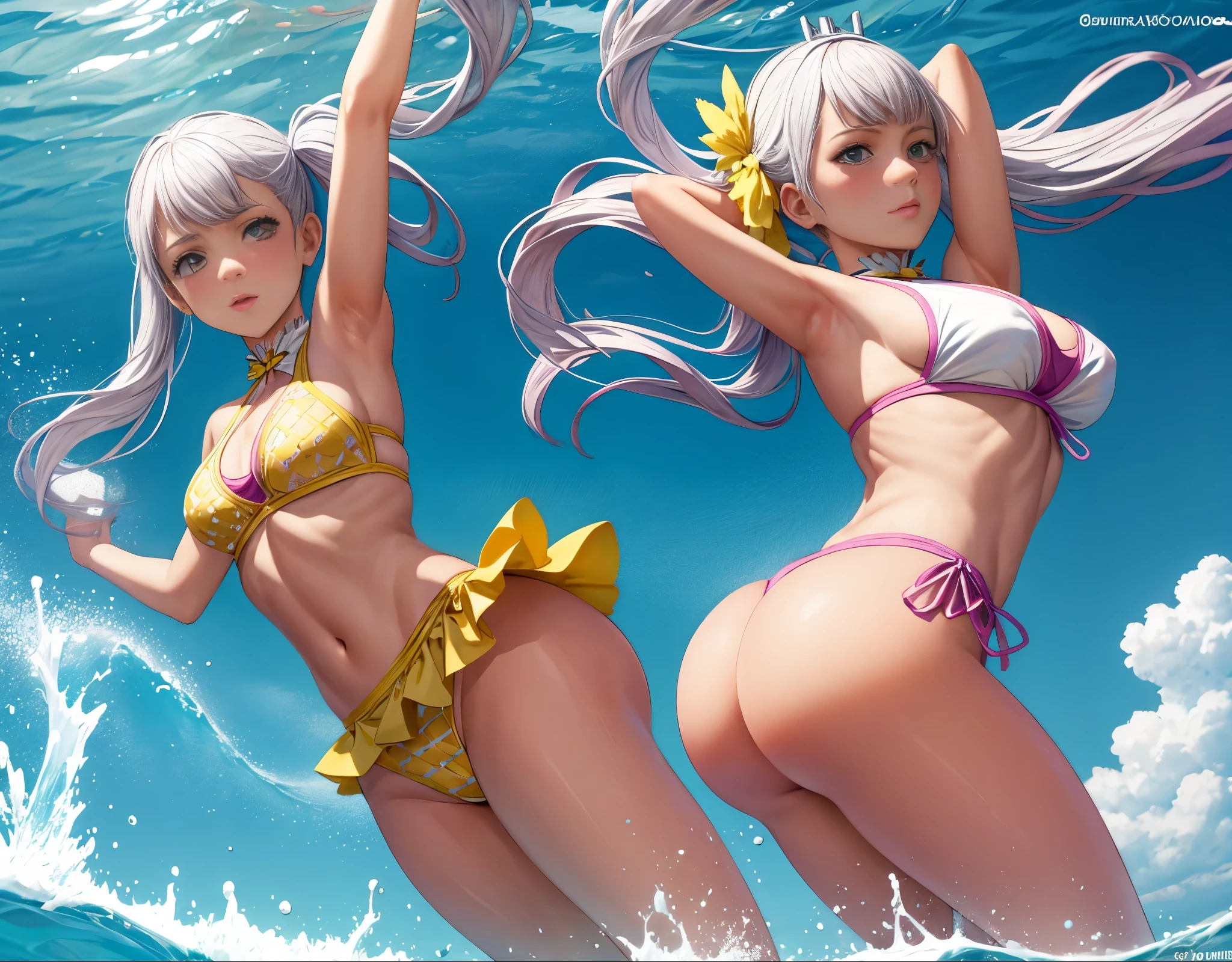 chica anime en bikini flotando en el aire, Elegante pose flotante, lying dynamic pose, !!lleno Cuerpo portrait!!, Sol. illustration, lleno Cuerpo pose, lleno Cuerpo:: Tiempo soleado::, hembra flotante, lleno pose, dramatic floating pose, anime lleno Cuerpo illustration, lleno Cuerpo portrait of a short!, lleno_Cuerpo!!, lleno Cuerpo wide shot,noelle siova