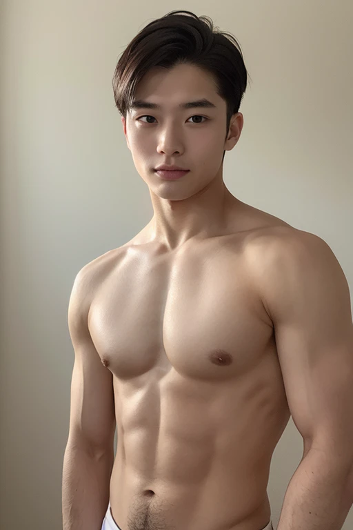top-quality, masterpiece, 超A high resolution, (realisitic: 1.4), Original photo, wall-, Head Photo, The skin, simple background, Black eyes, detaileds, selfy, 1 boys, 18 years old, a handsome, breezing, rays of sunshine, Duan、a room、Amazing handsome man、Cute、Center Part、Johnny's、A face like Ryo Yoshizawa、Refreshing、not too thick eyebrows、orthodox christianity、cold face、musculature