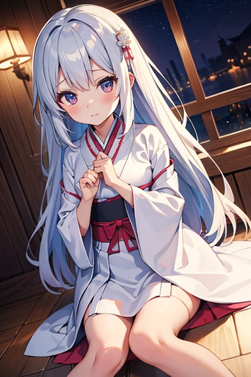 highest quality, expensive_solve, clear_image, detailed background ,girl, Hanbok,Erotic,shyness,cute, night,dutch angle, wide shot, naked, 
