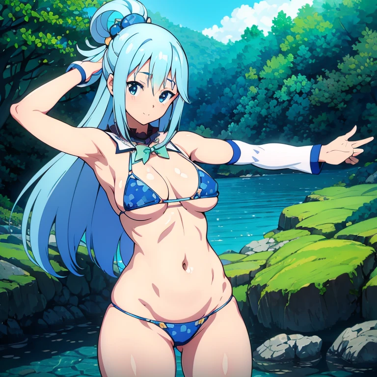 (heavy breasts)、top-quality、masterpiece、ultla A high resolution、(Best Quality,8K,Raw photo,Realistic,High resolution:1.2),(Cute Japan Woman),22year old、((Beautiful sea background)),(huge silver hair),(Exposed black micro bikini),((Armpit、Armpit)),(lightsmile),(crass room),beautiful small handle sky park background、mecosuji、Navel、Toostock、,(Photorealsitic:1.4)、Raw photo、a girl、(((bob hair))、(((Take different poses)))、glowy skin、((Blue micro bikini with detailed floral pattern))、(A person who sees with calm and goddess-like eyes)Happiness:1.2)、Twin-tailed、nature backdrop、Toostock、Beautiful hip line、