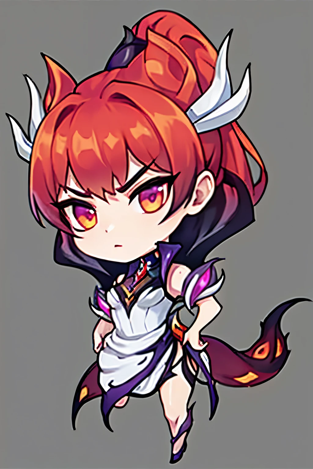 Zyra - Crime City Nightmare - League of Legends, chibi, pensive, HD, white clothes, red hair