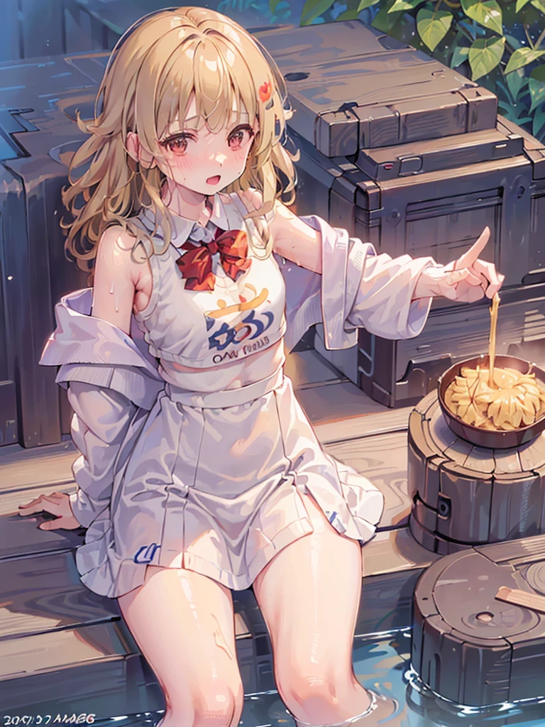 photo realistic, photo realistic, photo realistic, (masterpiece,best quality:1.4),(8k,raw photo,photo realistic:1.2),Not Safe for Work, detailed skin,detailed face,1girl,Japanese idol,cute face,,petitWhite Mini skirt, (((No Panties))), (((twat))), Open twat, happy, medium bob, (sitting on,spread legs), (((blonde hair))), ((wavy hair)), little g (top-less, small br, nipp), ((puss juice, Sweat, Sweatdrop)), (((spread puss,Not Safe for Work))), crotch grab, ure-thra, urinates,