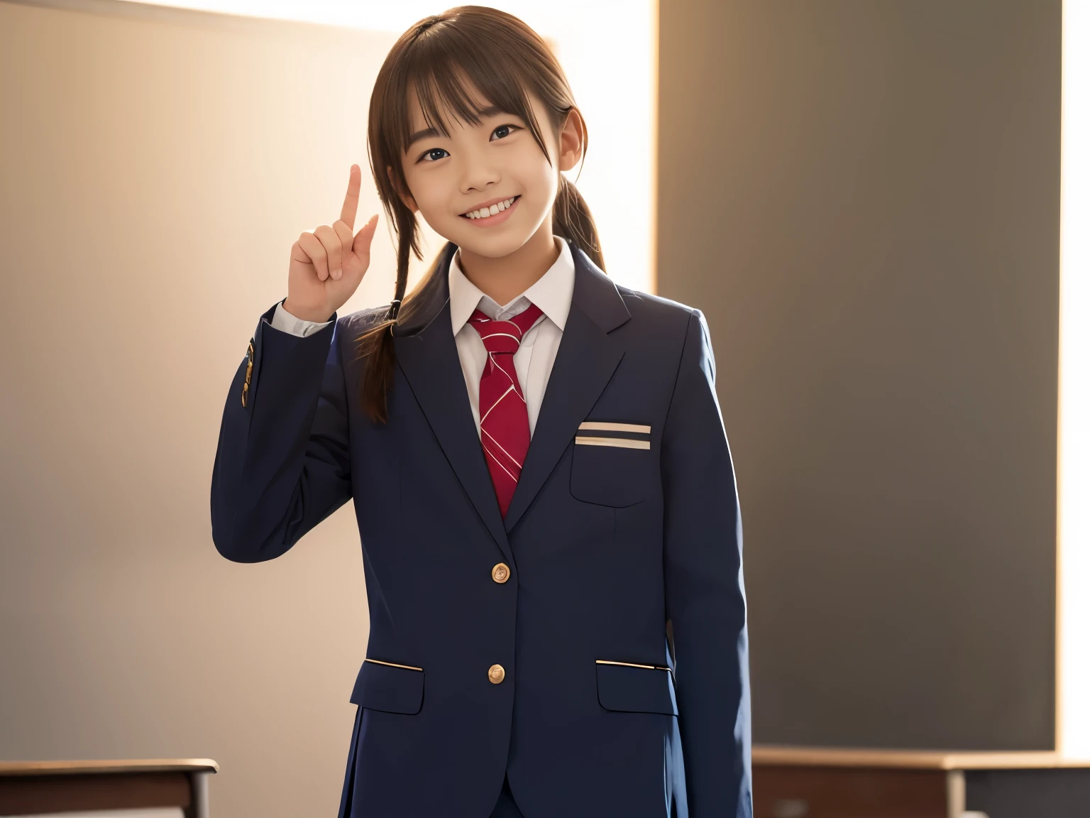 (Raw photo:1), (masutepiece:1, Best Quality:1), (8k photo), (Photon mapping:1), (In high school crass room:1), (Photorealistic:1.8), (Upper body:1), (super detailed eye:1), (1 Japanese high school boy:1), (doing a presentation:1.5), (he is talking:1.6), (presentation:1.5), (pointing:1),(standing straight:1.5), (In front of the blackboard:1), (Good posture :1.3), (natural and modern crass room:1.6), ( School uniform:1.5), (15 years old), (Round face:1),(tareme:0.2), (Bokeh),(lightsmile), Hand up, Arm up, (active pose:1), (simple bright background:1.5), bokeh,