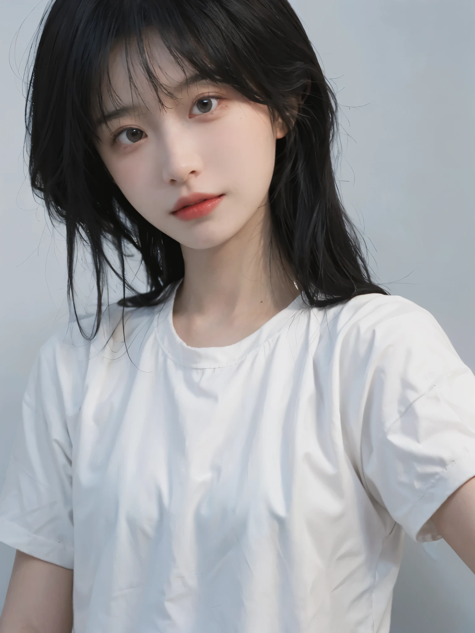 best quality, ultra high resolution, White background,(Upper body:1.4)(realistically:1.4), 2个girl,little fairy, gold short sleeves,twin,A pair of eyes as clear as snow,Royal sister,girl,looking at the audience, close up ,