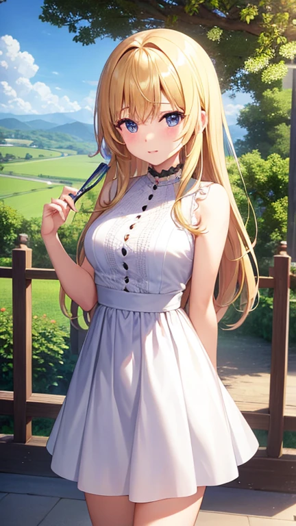 Beauty, Ecchi Body、cute look、anime style、girlの部屋、countryside background、Cute outfit、blonde、middle、night、girl、