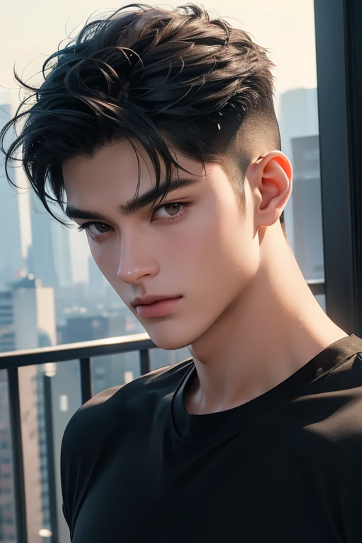 ((High quality)), ((masterpiece)), ((highly detailed)), perfect face, realistic, ((man)), ((Asian)), full body, young, 20 years old, black hair, comma hair style, ((handsome)), detailed eyes, beautiful detailed nose, realistic body, realistic light, comfortable exprssions, cute guy, sweat guy, cool guy, young, muscular body, abs body, sport clothes, sexy, rain