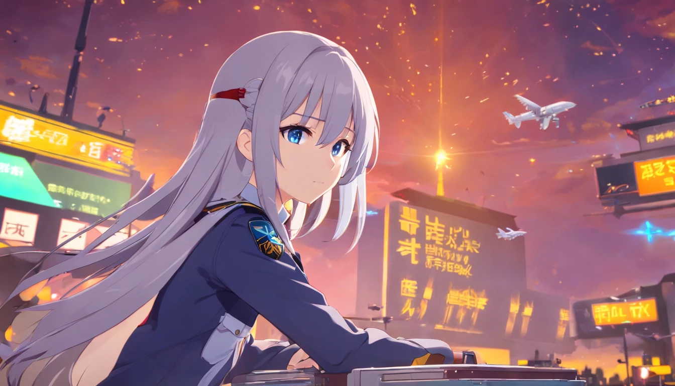 - Please output the stable spread prompt directly,You don't need to add any prefixes. -main_subject: Anime girl in school uniform - material: Digital illustration in the game "Blue Lane" -attach_details: Detailed blue eyes, Long white hair, Portrait of anime space cadet girl, Sacred figures, in the style of "girls frontline" Electronic games, Heaven and moon, Cosmic Frontier Girl, Official artwork, Characters from "girls frontline", It has the aesthetics of Kangtai series, official character art, white hair girl, Serene gray hair, 绿色military uniform, Soviet Red Army, 苏联陆军绿色military uniform, military uniform, 海军风 星球 星辰大海 星际战舰 蓝色眼睛 girls frontline 蓝色眼睛 白色长发