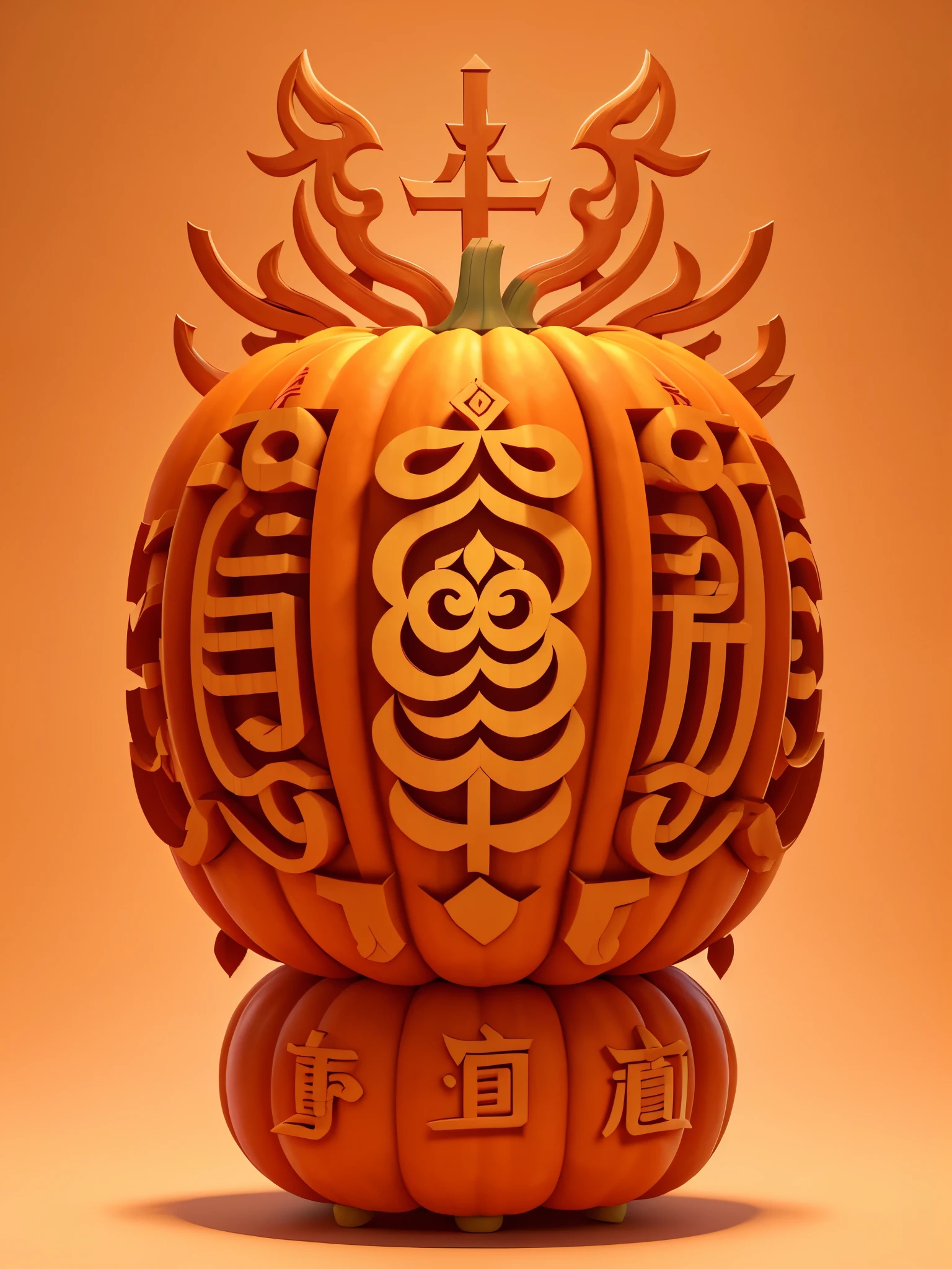 (The interior of a large pumpkin  carved with auspicious characters: 1.1), various fonts of Chinese characters, including auspicious characters in regular script, clerical script, seal script, oracle bone script, 16k, relief, solid background: fruit carving, food carving, 3D carving, food sculpture design, rotation, interior carving, micro carving, classical themes, depth of field, ultra-high definition, masterpiece, precision, ultra detail, high detail, high quality, award winning, best quality, 16k, soft lighting,
Chinese character