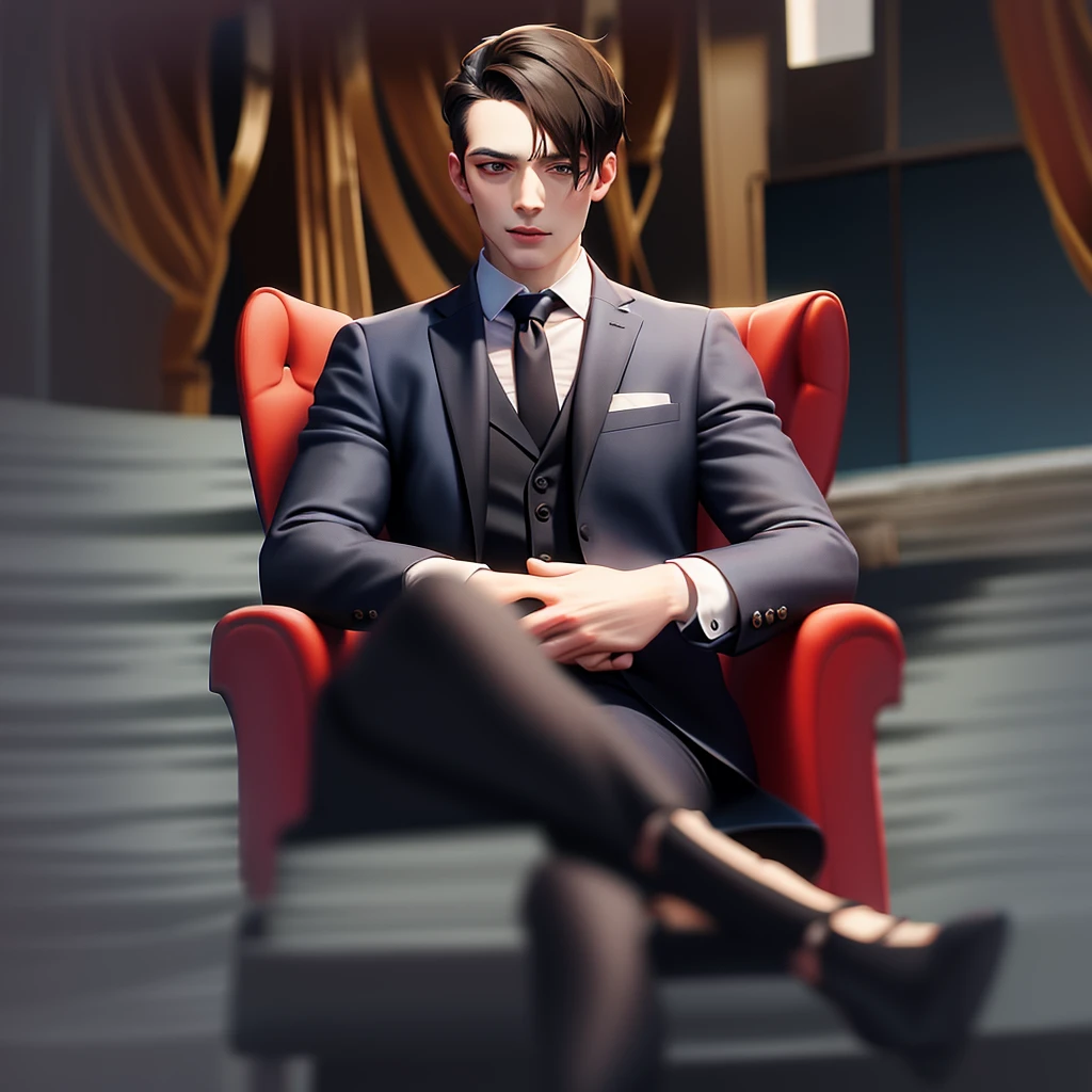 arafed man in a blue suit sitting in a red chair, luxurious suit, high quality suit, 3-piece-suit, handsome and elegant, blue suit, inspired by Max Magnus Norman, regal dark blue clothes, modern maximalist suit, tailored clothing, handsome man, wearing a suits, style of anton fadeev, well dressed, intricate suit