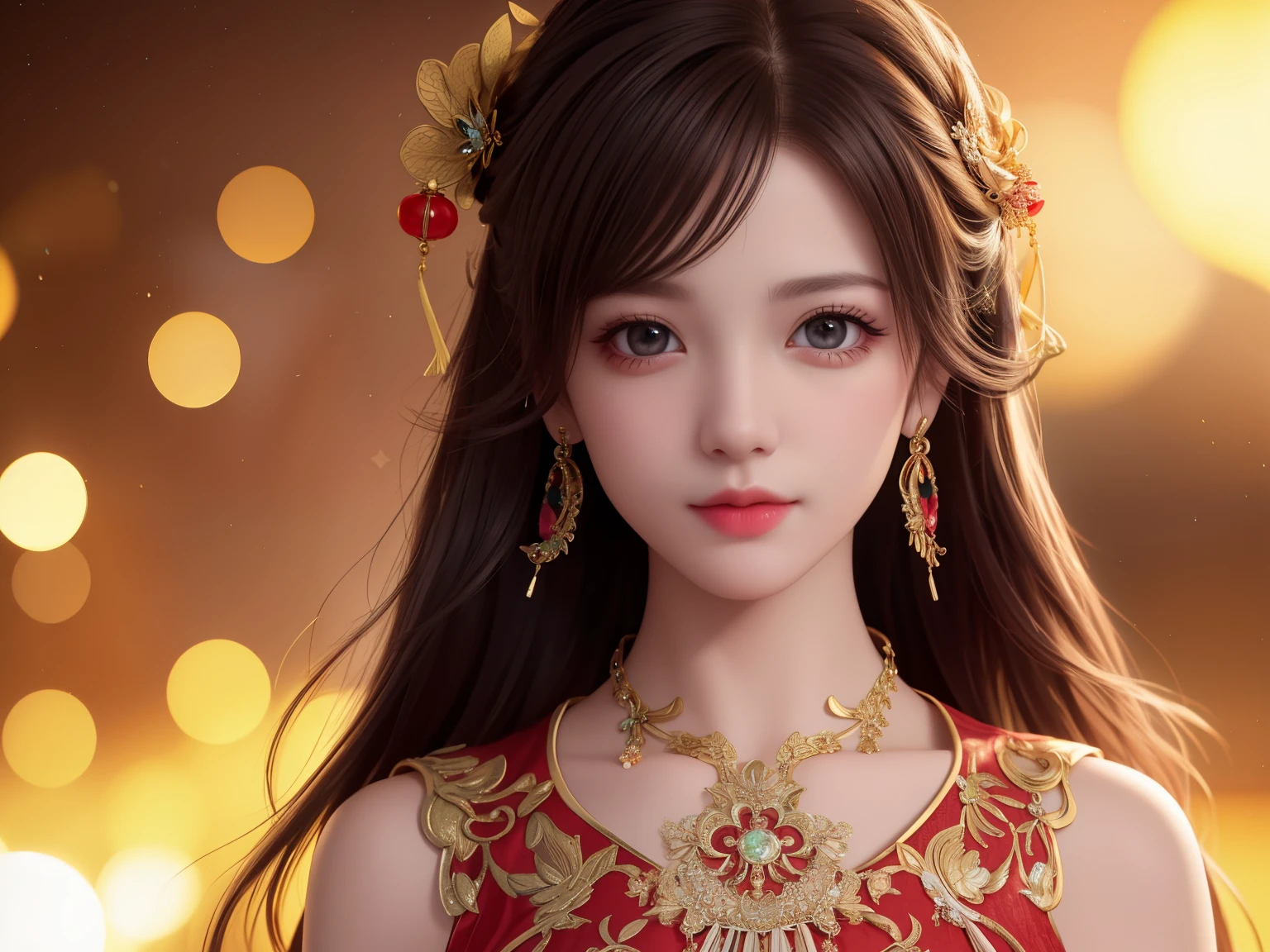 最high quality, masterpiece, High resolution, 1 girl,China dress,hair ornaments,necklace, jewelry,beautiful face,On top of that_body, Tyndall effect,realistic, dark studio, rim lighting, two-tone lighting,(high definition skin:1.2), 8K uhd, Digital single-lens reflex camera, soft lighting, high quality, volume lighting, Frank, photograph, High resolution, 4K, 8K, Bokeh,