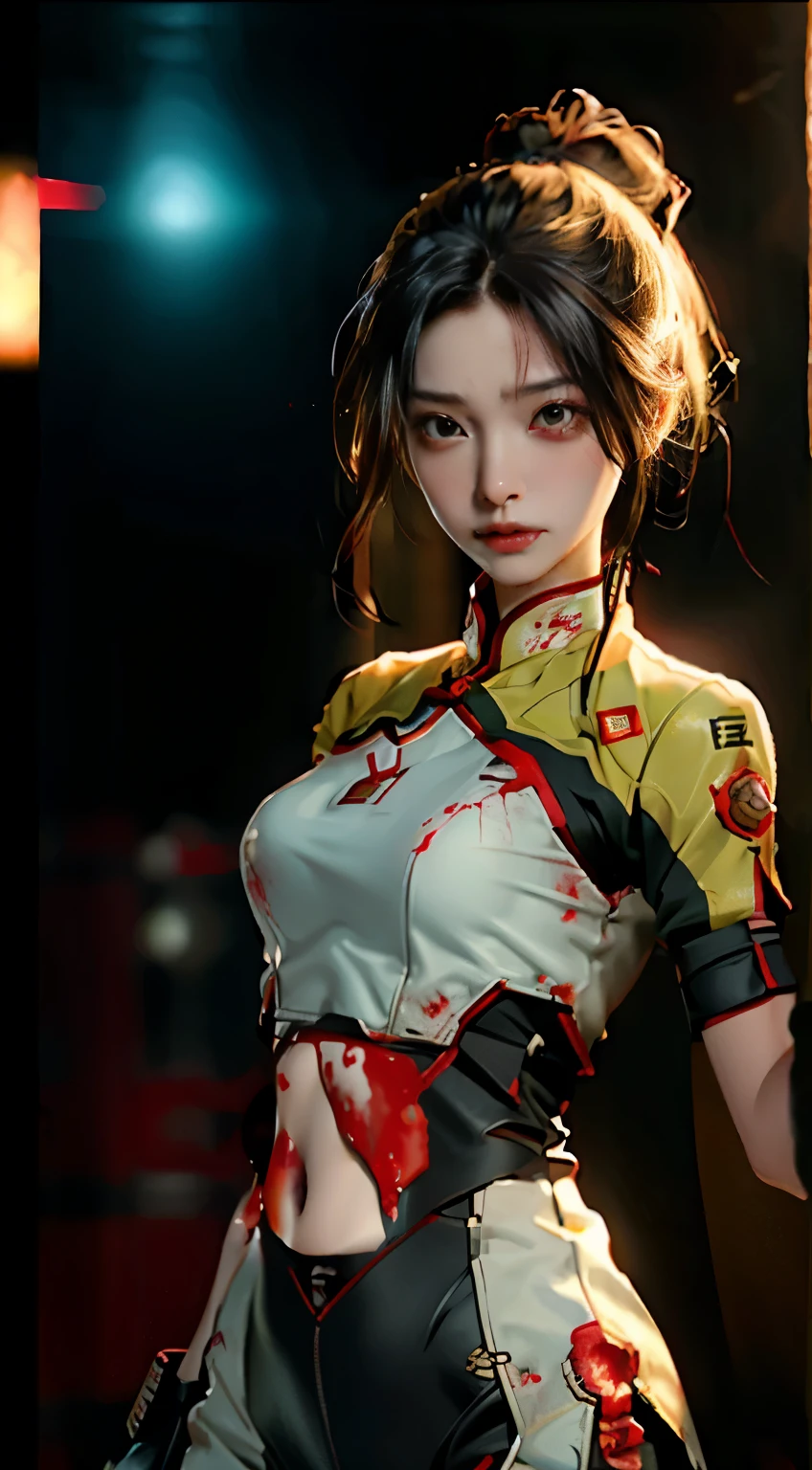 red hole,肚脐眼Bleeding,Injuried,fear,Bleeding,There blood stain on the lower abdomen and navel