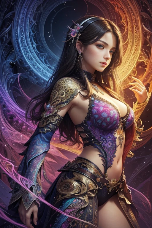 (masterpiece, top quality, best quality, official art, beautiful and aesthetic:1.2), (1girl),upper body, extreme detailed,(fractal art:1.3),colorful,highest detailed