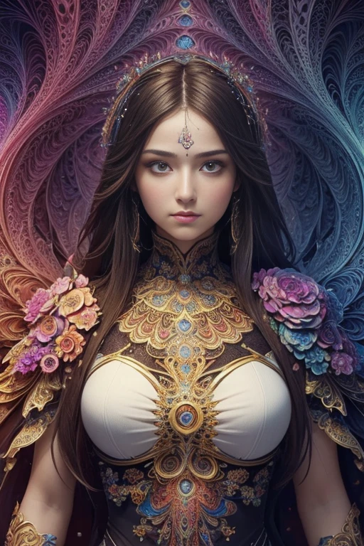 (masterpiece, top quality, best quality, official art, beautiful and aesthetic:1.2), (1girl),upper body, extreme detailed,(fractal art:1.3),colorful,highest detailed