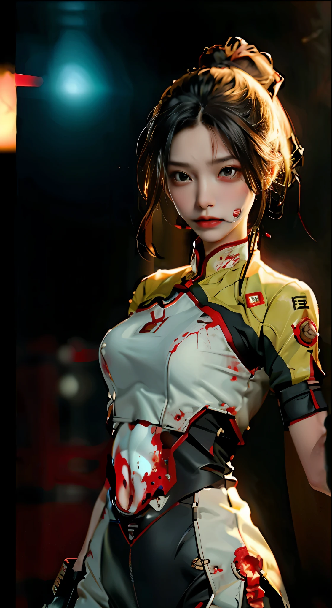 red hole,Blood holes ,The wound bleeds,Navel injury,Bleeding from the lower abdomen and navel,Cover your stomach with your hands,Cover the wound,The wound bleedleeding from the corners of her mouth