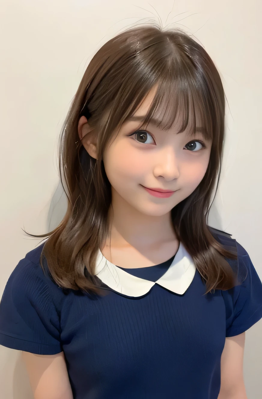 A girl child、Super cute、elementary student、6years old〜10yaers old、a blond、Twin-tailed、Bangs Patsun、Length to bangs eyebrows、kawaii、