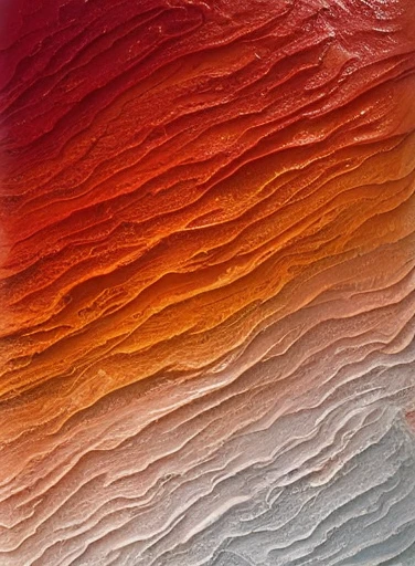 Close-up of red painting, orange, and waves, Jelly-like texture. photo, Number of stratigraphic layers, layered dough, Shiny layered geological formations, Volcano texture, Lava texture, mars aerial photoy, background of a lava river, abstract texture, bright red desert sand, canyon topography, red lava river, abstract photoy, flowing lava