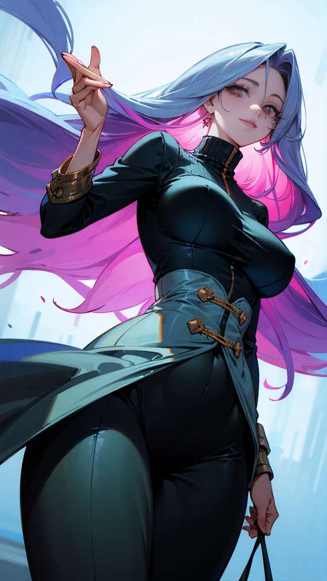 (Masterpiece, best quality), (ultra high resolution, 8K RAW photo, photo realistics:1.5, textile shading, pale tones, thin outline), Beautuful Matured woman, wind coat, Tall and long legs, Perfect face shape, magical teacher, long white hair, rimless eyewears, The upper part of the body, A chunky sweater with a high neck wraps around the chest, blacksilk, Harnes, A thousand flavors, (milf:1.5, 28 years old, solo, One person fills the picture), (large breast, sagging breast, big tits, narrow waist, big ass, curvy bodies), (long white hair, hair over one eye, asymmetric hair), (bright pupils, detailed eyes, high detailed face, eye rush), (smiling, shamed), (looking at viewers:1.3), (dynamic angle, from below), (correct anatomy:1.5, correct hands), (ideal ratio of body proportions),