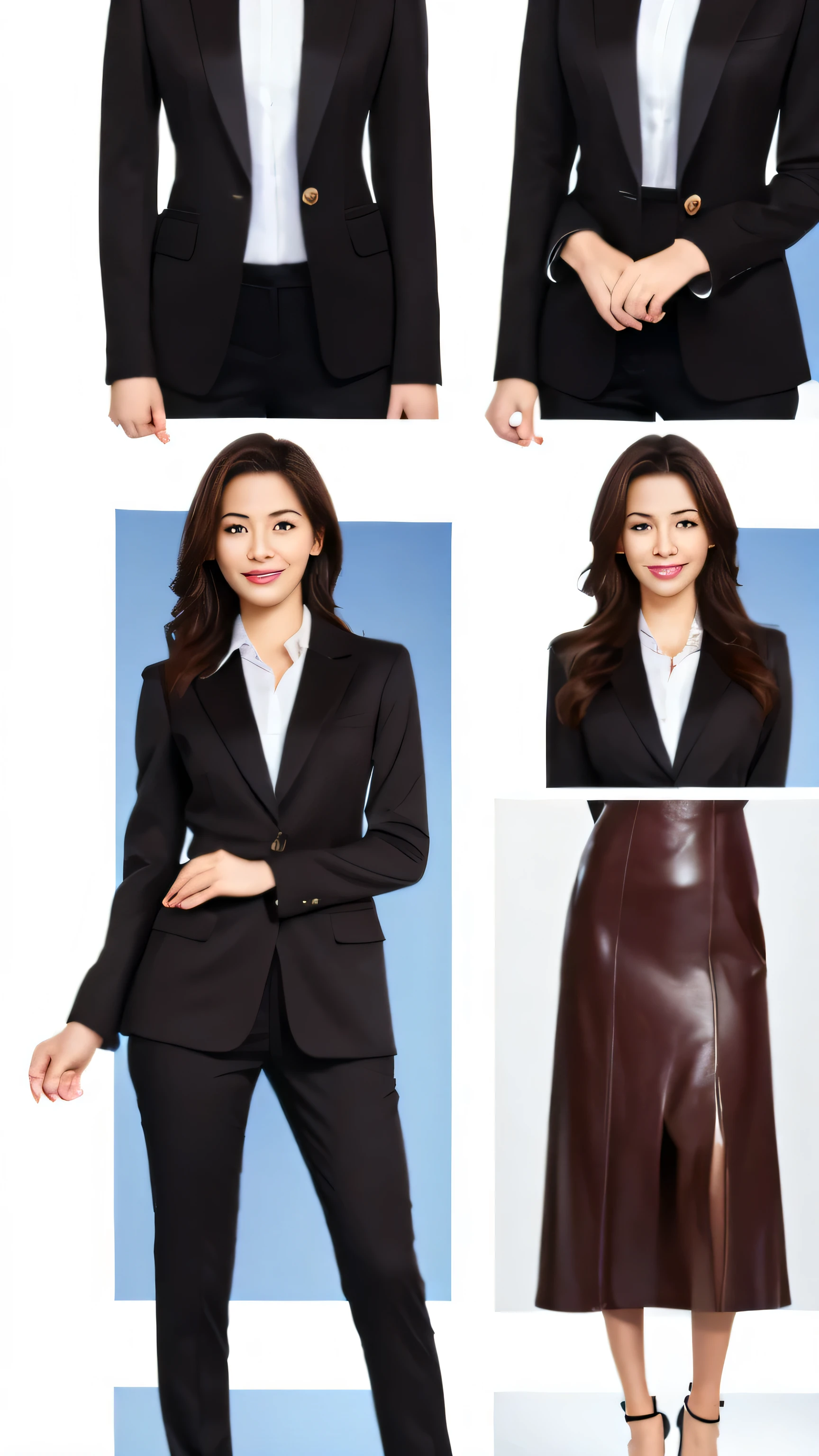 Ultra-high definition images,(masterpiece, highest quality),beautiful female member of society,  Young people just starting social work, At the office, I&#39;We will be happy to process your documents..,Black top and bottom suit, Chestnut hair and facial details,Full body high-definition painting,