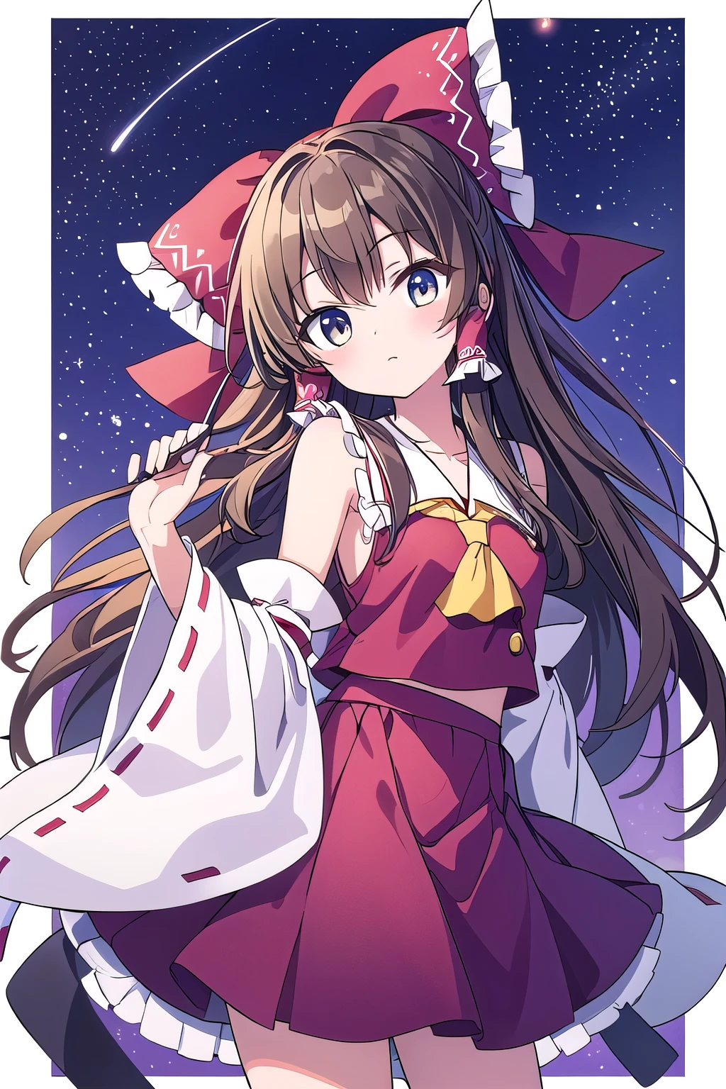Kirisame Marisa, Hakurei Reimu, 1GirlTag, long hair, stars, milky way, brown hair