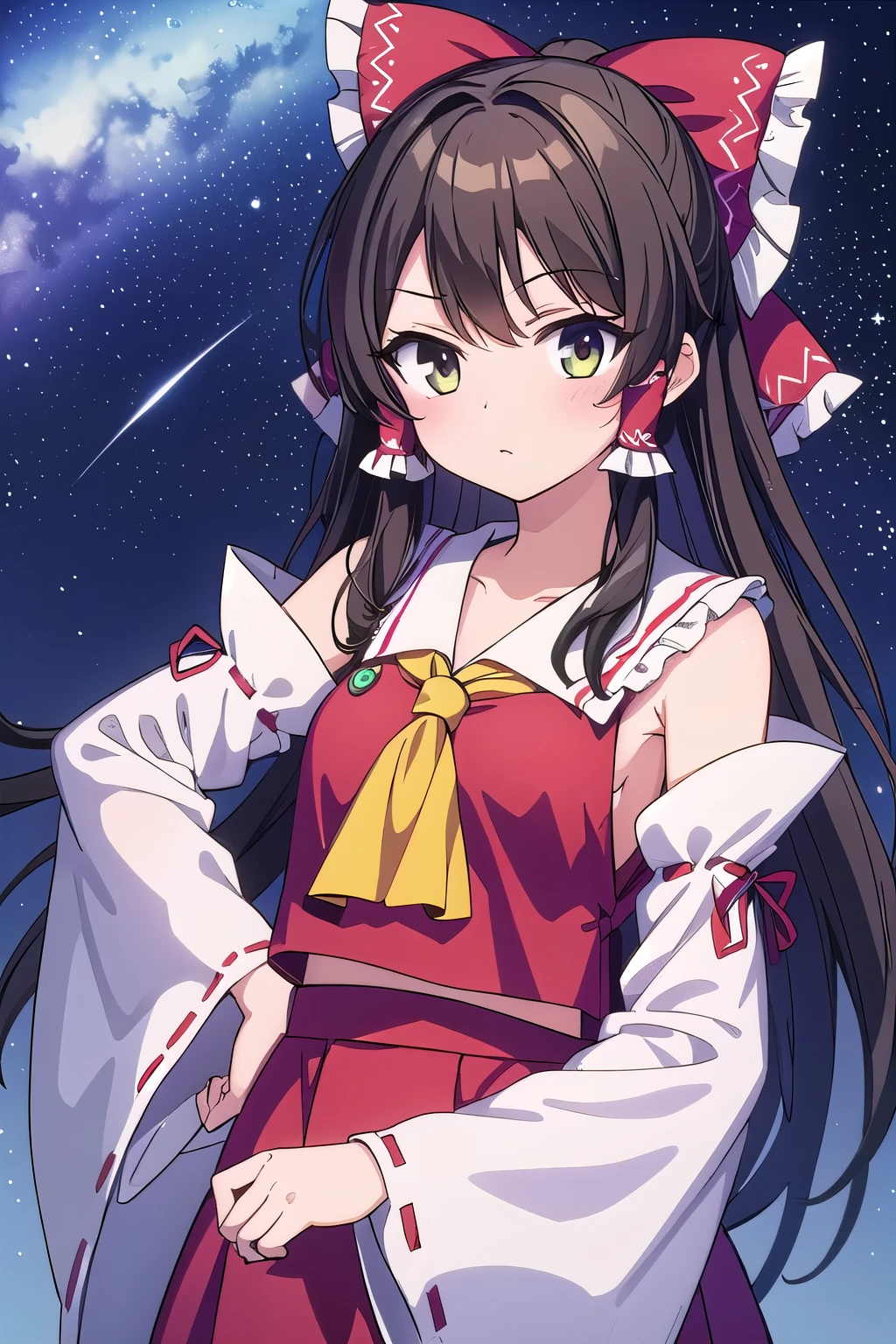 Kirisame Marisa, Hakurei Reimu, 1GirlTag, long hair, stars, milky way, brown hair