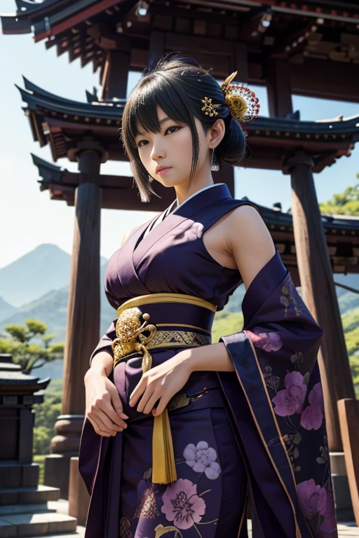 masterpiece, ultra detailed, background is temple, kochou shinobu