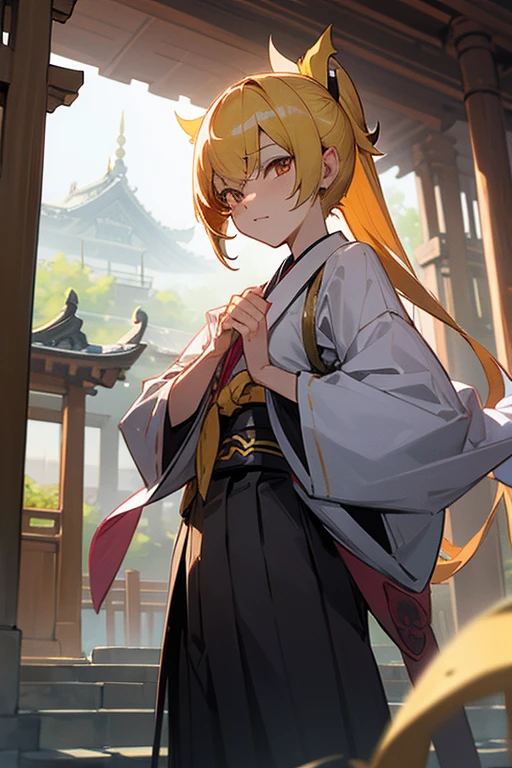 masterpiece, ultra detailed, background is temple, kochou shinobu