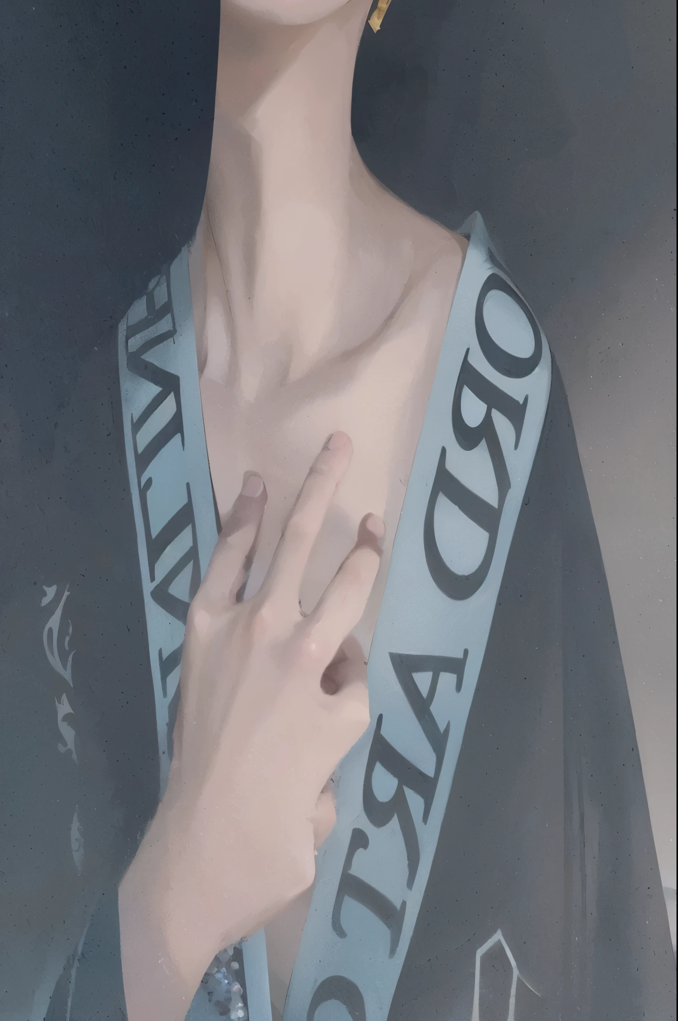 French-German woman wearing a belt and crown,A crown worn on his head, Exquisite androgynous prince, cai xukun, text and a pale young woman, beautiful androgynous prince, Inspired by Hedi Xandt, porcelain white skin, lots of merlot, Low quality photos, Close-up half-length photo, scales covering her, pale skin
