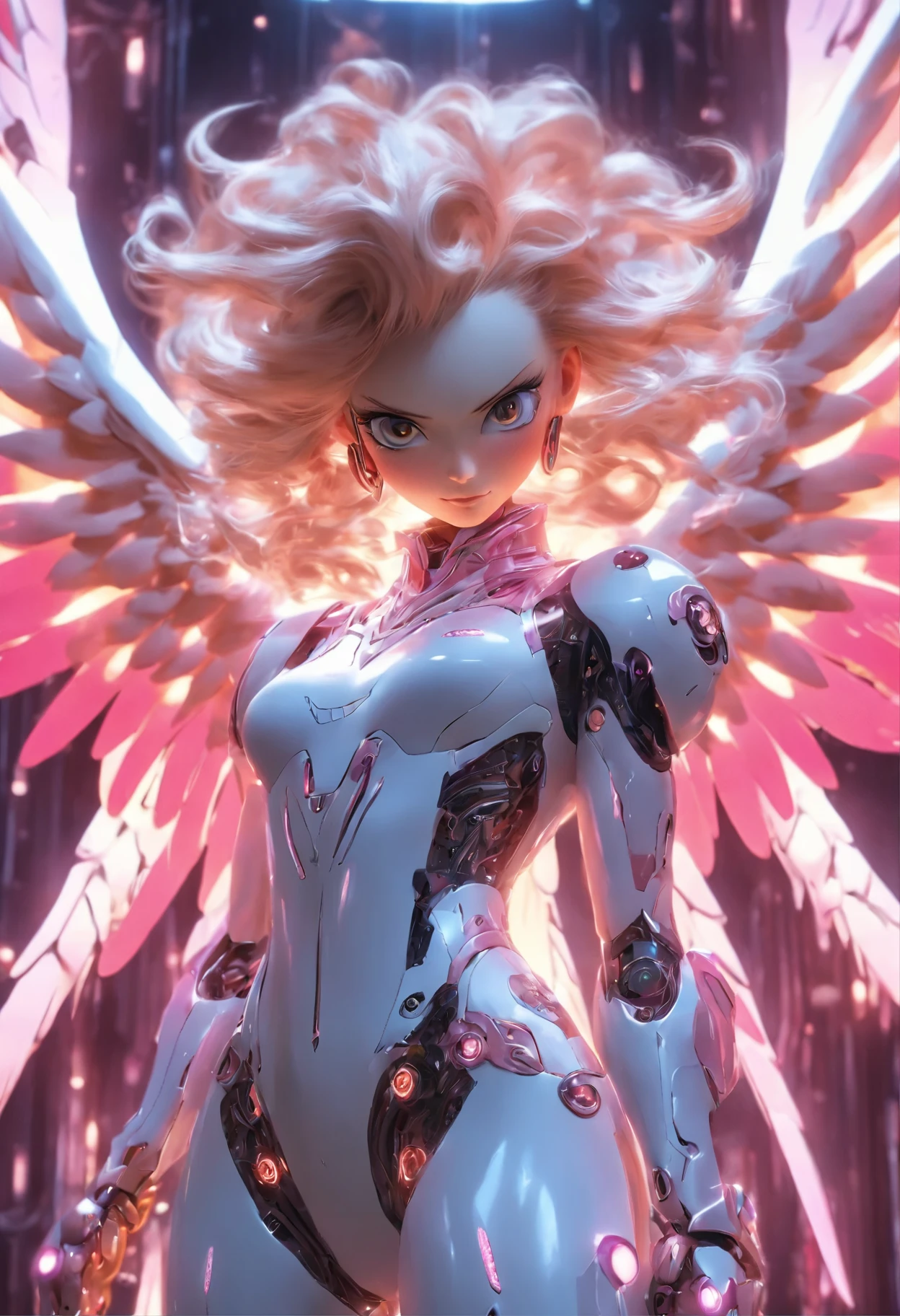 (Full body shot:1.4),(wide - angle shot) (Long shot: 1.3), (Intricate details:1.4), (Masterpiece) , ((anime robots, Beautiful white-skinned puppet, angel, 1girll, magic)), (Perfect aesthetic eyes:1.3) , (Detailed eyes) , (Halo) , (Eldon ring:1.4), (Wings:1.3), Glowing, twintails hair, multicolored hair, (Anatomically correct body:1.4) , Angry, (Perfect face), Sarnyo Ankaragorn Majestic guardian knight | Ultra-fine robot armor | Cinematic lighting | intricate filigree metal design | 16k | Unreal Engine 5 | rendering by octane | 。.3D, (Anatomically correct :1.4), (Ultra detailed, Fantasy background, Blush, Solo, Combat posture), (Magical Circle:1.3), lightning effects, (Ray tracing), Show your ability A.I., (Glowing eyes) , (particle glowing) , 16k wallpaper, Robot woman, Trends on Pintrest, author:Nimox S., hyper HD(RAW photo:1.2),Pink latex jumpsuit,Hollow-out on,Holt collar, latex shiny,tight-fitting,sweat leggs,White liquid, Pink body, wearing atsuko kudo latex outfit, wearing tight suit, Smooth pink skin, catsuits, Wearing latex, shiny plastic, shiny metallic glossy skin, The color of pink glow, latex outfit, chrome bodysuit, cyberpunk glossy latex suit, Shiny, futuristic glossy latex suit spread their leg-shaped legs angry look sullenness Irritated,white liquid all over body,