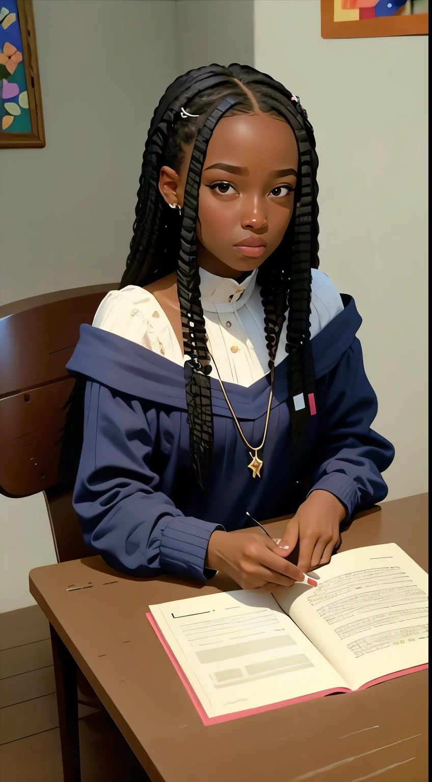 masterpiece, best quality, an extremely delicate and beautiful girl with dark skin, world masterpiece theater, ultra-detailed, highly detailed, highres, extremely detailed,1girl with dark skin ,illustration, looking at viewer, impasto, canvas, oil painting, realistic, realist ,real,storybook style art, cozy atmosphere 