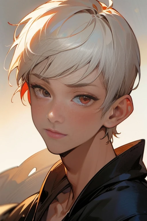 (masterpiece:1.2, best quality), (finely detailed beautiful eyes: 1.2), ((1boy)), (red eyes:1.4), (finely detailed eyes and detailed face:1.3), ((boy with short white hair)), (beautiful and clear background:1.2), (extremely detailed CG, ultra-detailed, best shadow:1.1), ((depth of field)), ((watercolor)), beautiful concept illustration, (orange background:0.5), (illustration:1.1), (extremely fine and beautiful:1.1), (perfect details:1.1), from front, cowboy shot, scenery