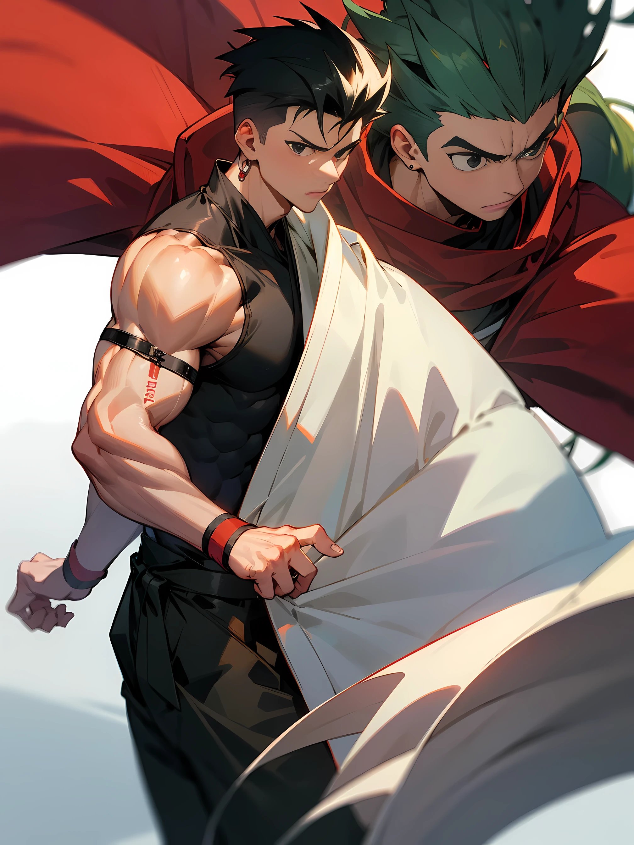 muscular vampire, Mexican wrestler, the black bat
Highest image quality，male people，child，1 boy，Young and handsome，shoun，black color hair，Short flat top hair，Dark skin，anime big breast，anime wallpaper，Solo，malefociefs，Dilation of the pectoral muscles，Red cape， Bulging crotch， background，spread their legs，Sexy,(Masterpiece, Best quality),Long white socks，Red Martin boots，with wrestling mask