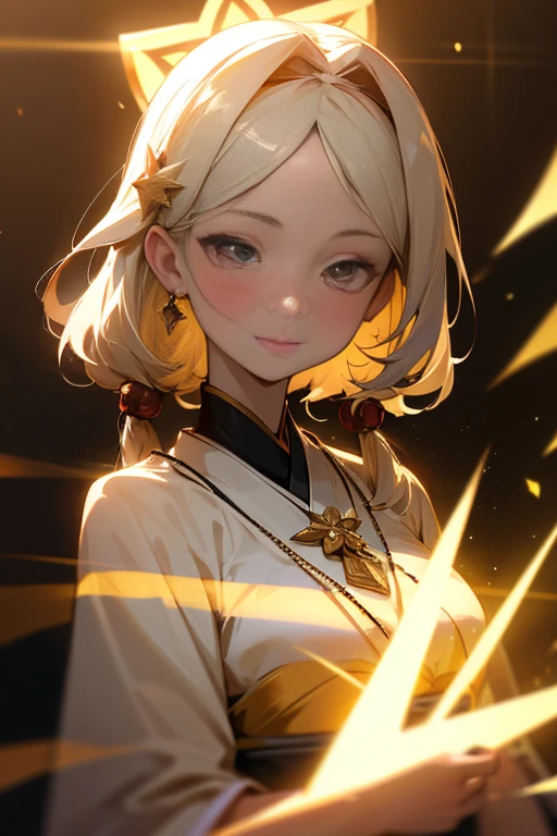 best quality, masterpiece, highres, 1girl,blush,(seductive smile:0.8),star-shaped pupils,china hanfu,hair ornament,necklace, jewelry,Beautiful face,upon_body, tyndall effect,photorealistic, dark studio, rim lighting, two tone lighting,(high detailed skin:1.2), 8k uhd, dslr, soft lighting, high quality, volumetric lighting, candid, Photograph, high resolution, 4k, 8k, Bokeh