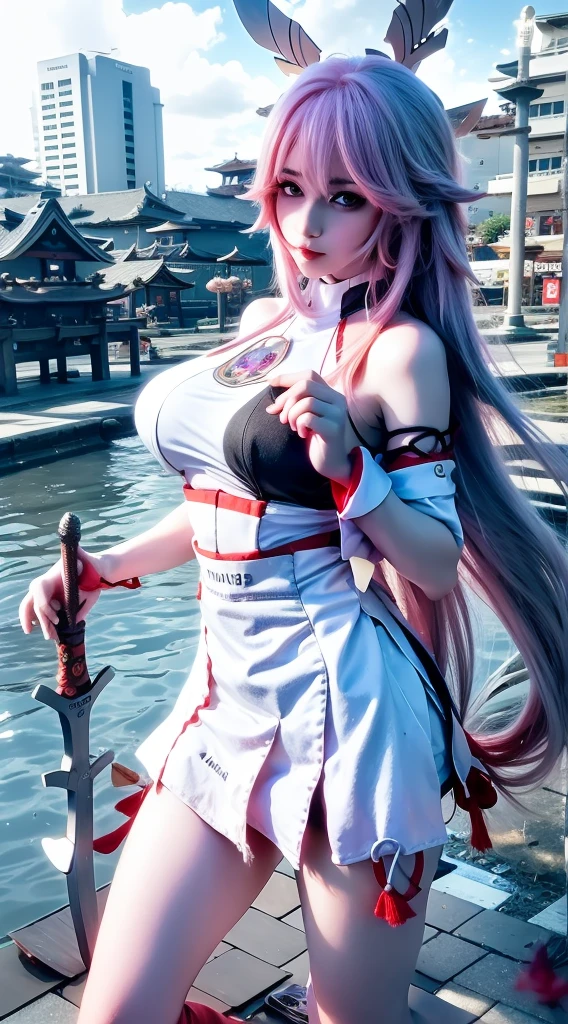 Close-up of a man holding a sword and a piece of clothing, Japanese cartoons girl , Japanese cartoons , , serafina ali kda, ahri From League of Legends, Popular topics on cgstation, cgstation trends, sakimicchan frank franzzeta, sakimicchan, seductive Japanese cartoons girl, From League of Legends