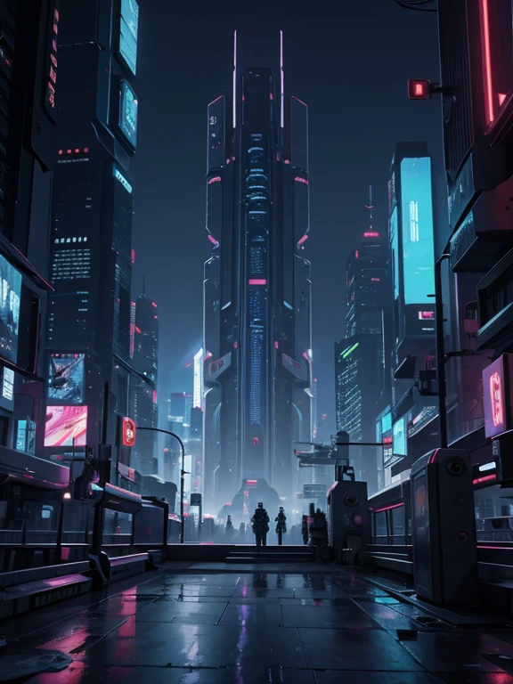 futuristic atmosphere、cyberpunk style、In 8K, you can see a pure white cityscape with a strict control system set up by a large company affiliated with the government.