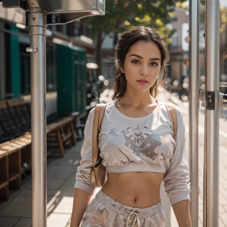 gorgeous cute Austrian girl, (crop top), black hair loose hair, wearing gym clothes , doing some exercise in gym,perfectly symmetrical face, realistic detailed skin texture, vivid colours, HDR, 8k photo, hard shadows, art photography, soft focus, masterpiece, breathtaking, atmospheric perspective, diffusion, pore correlation, skin imperfections, 80mm Sigma f2, depth of field, intricate natural lighting