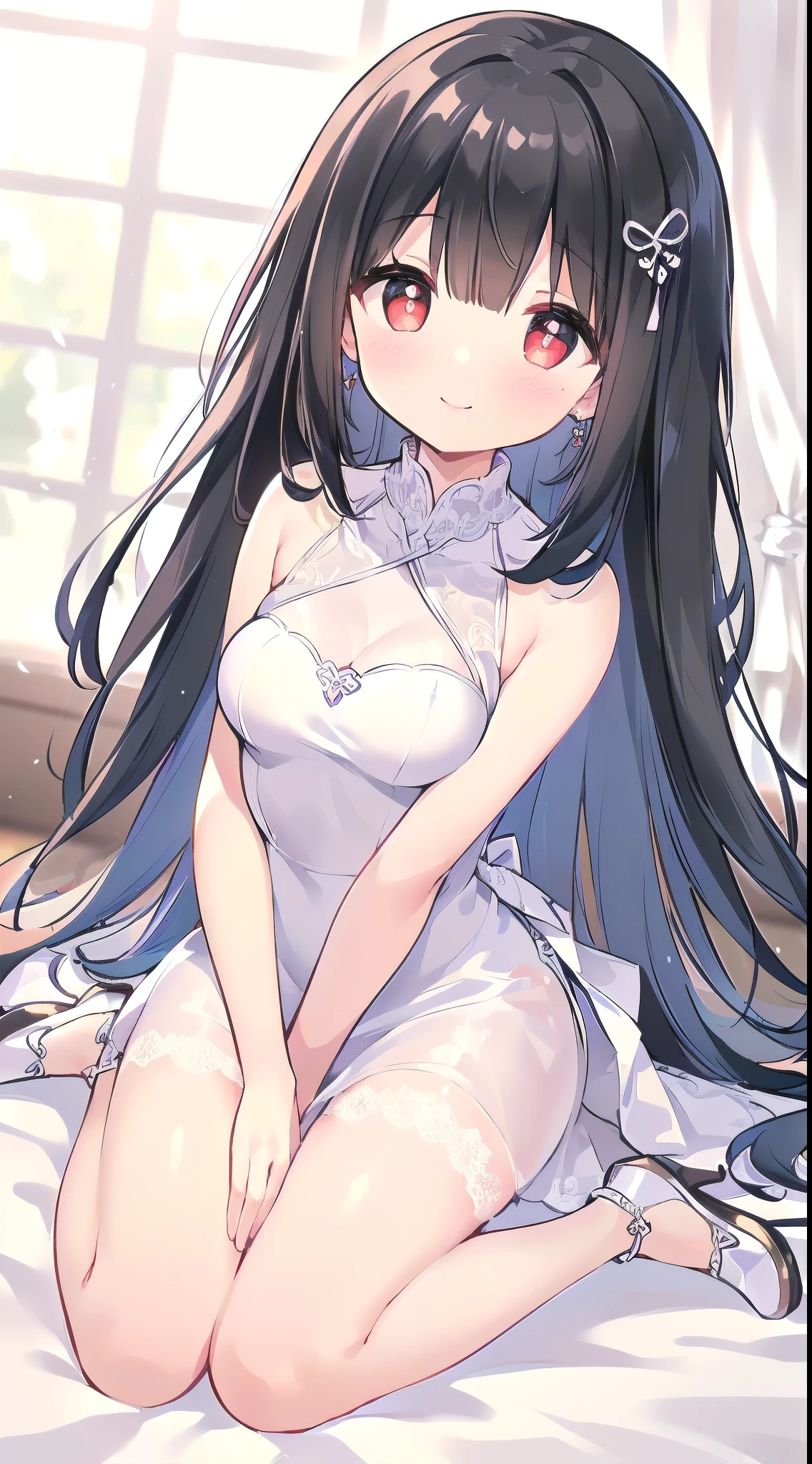 (Top resolution, Distinct_image), Best Quality, masutepiece, Highly detailed, semi - realistic, pubick hair　校服　in the bus　Sitting、open one's legs　a miniskirt、poneyTail、eye glass、A slender、Nipples stand up、beutiful breast　Lace panties