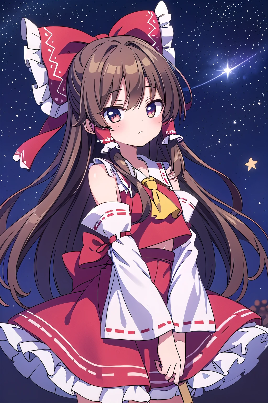 Kirisame Marisa, Hakurei Reimu, 1GirlTag, long hair, stars, milky way, brown hair