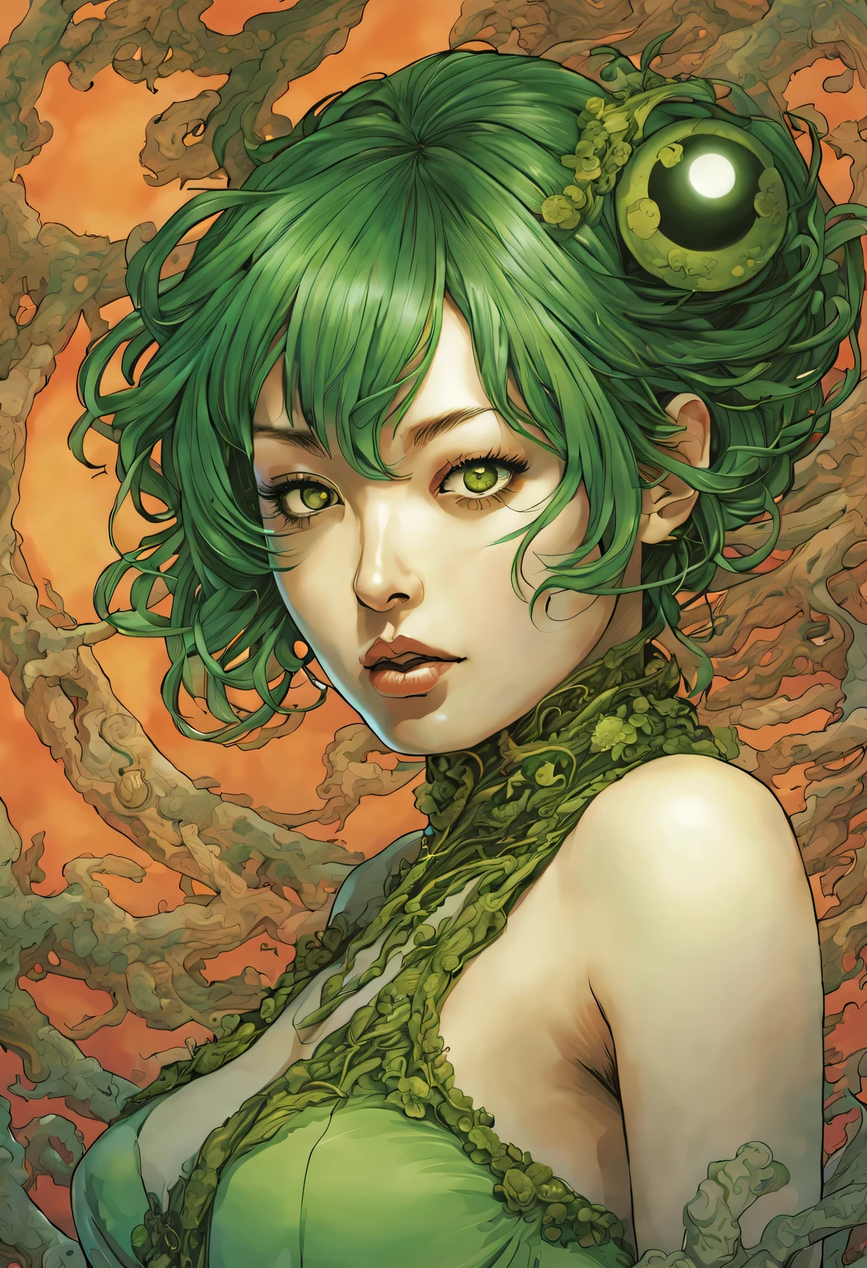 artwork by Katsuya Terada
8K, HD, intricate detailed masterpiece, Fukuhara Haruka in a sexy bralles top, pantyhoes, tights, Fukuhara Haruka no bra, big boobs, transparent, glowing green eyes, green Fukuhara Haruka and black eye ball, medium shot, green hair, organic shapes, hard edges, anatomecly correct body, sentual sexy poce, hyper realistic, Fukuhara Haruka elegant,cinematic lighting, highly detailed, intense colors, octane rendered Fukuhara Haruka, surreal mood, award winning picture, glowing rich colors, iridiscent accents, dramatic shadows,dynamic and atmospheric lighting, anamorphic lens, sharp focus,
intricate high detail masterpiece by Katsuya Terada, in the STYLE of Katsuya Terada