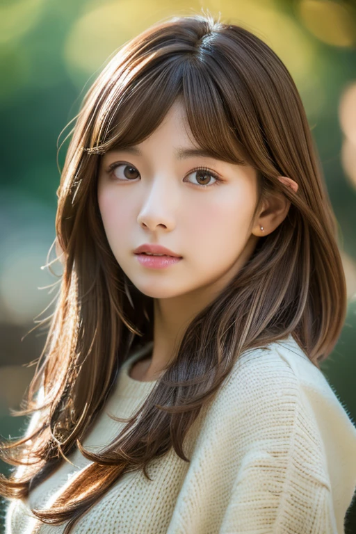 Highest quality, 8K, ,masterpiece :1.3)), In-person audience,((Whole body 1.2)) ,Beautiful woman, Wide Shot ,One girl, , Seaside,, , Brown Hair , bangs,T-Shirts,Highly detailed face, Highly detailed lips, Fine grain, double eyelid