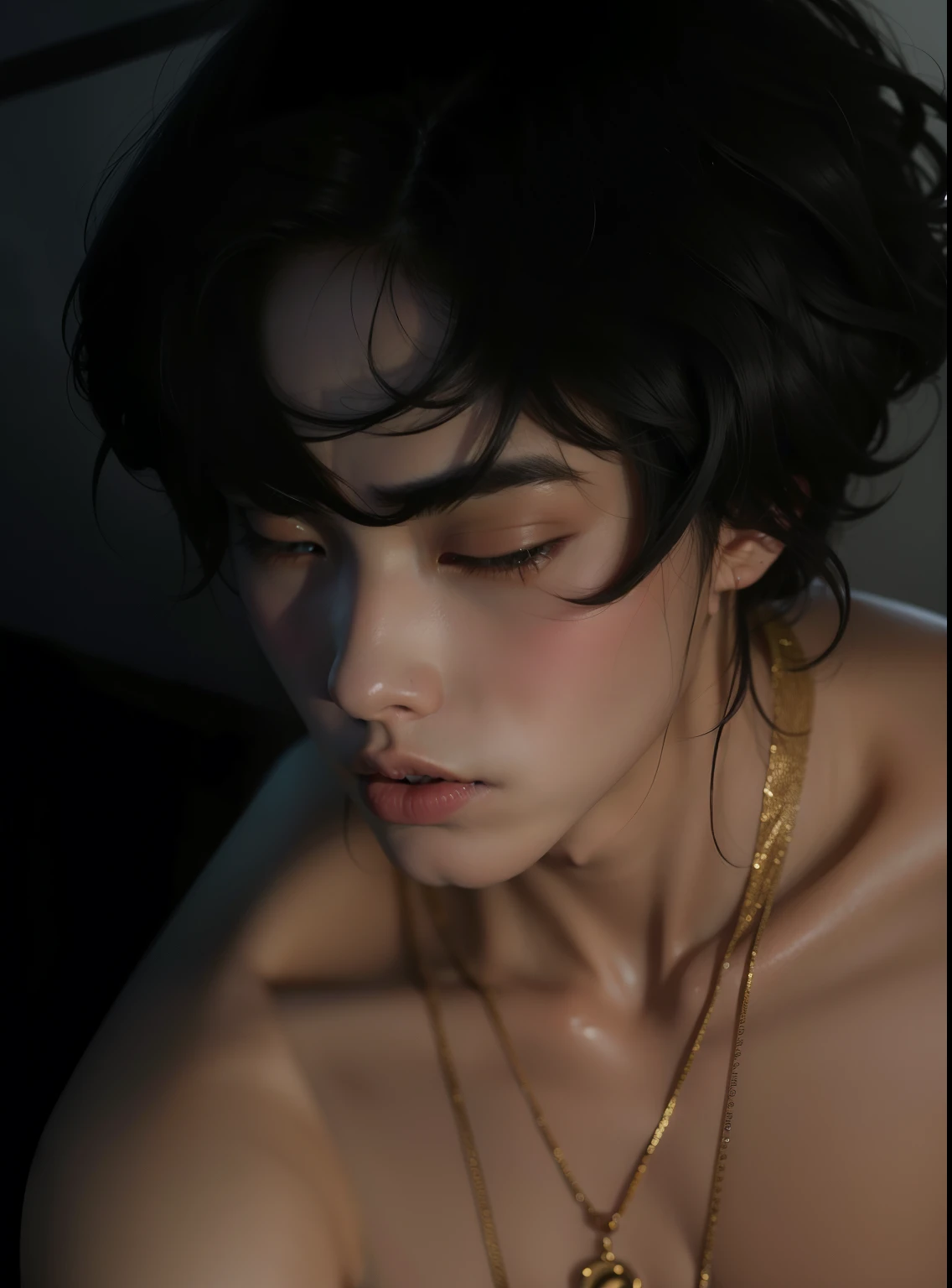 hombre arafed con un collar y un collar con una cruz, cai xukun, Jinyoung Shin, inspirado en jeonseok lee, pintar ulzzang, hyung tae, TaeJune Kim, yanjun chengt, Jung Jaehyun, delicate androgynous prince, hyung tae kim, Jinyoung Shin aesthetic, inspirado en Kim Deuk-sin