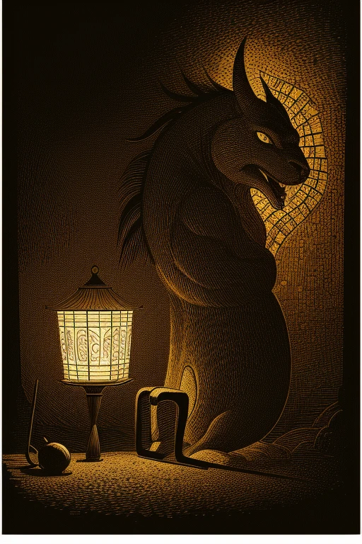 ((Chojugiga)), ((Shihon Bokuga)), antique, (anthropomorphism), (Sumi-e), Monochrome art, (Old style illustration), (hunting paintingural style, Little monster, old performance, variational pointillism, flat illustration, eerie, horror elements, eerie worldview, (primitive art), Outline warm color, old picture scroll style, old staging, Ancient mural style